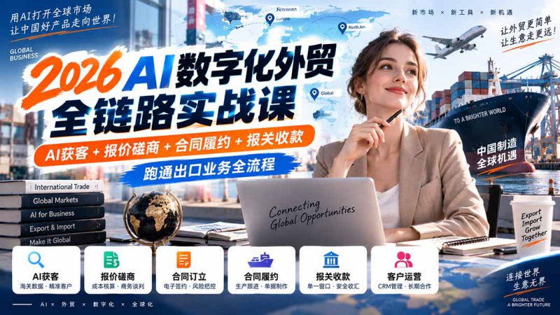 （20569期）2026AI数字化外贸全链路实战课：AI获客+报价磋商+合同履约+报关收款，跑通出口业务全流程_生财有道创业项目网-生财有道