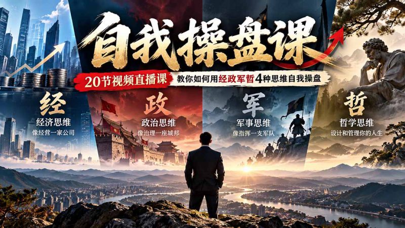 (20626期)【无水印】自我操盘课,20节视频直播课教你如何用经政军哲4种思维自我操盘(更新0924)_生财有道创业项目网-生财有道