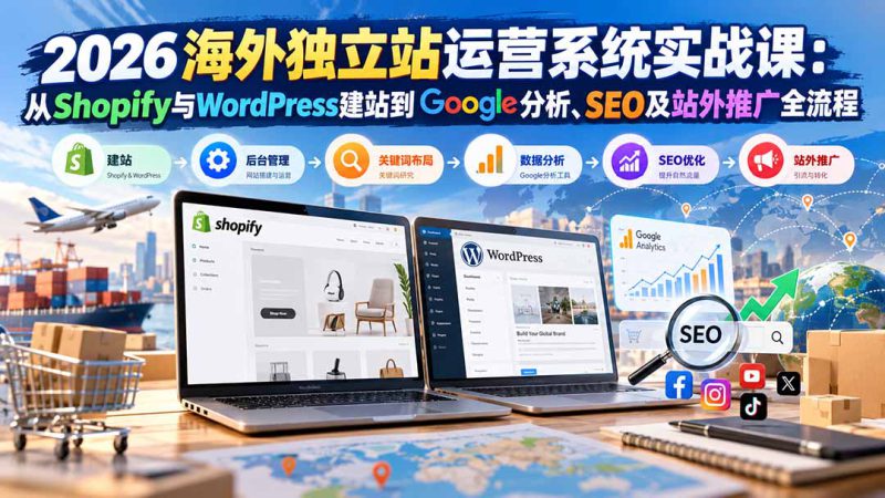 （20689期）2026海外独立站运营系统实战课：从Shopify与WordPress建站到Google分析、SEO及站外推广全流程_生财有道创业项目网-生财有道
