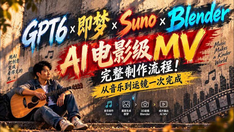 （20587期）GPT6×即梦×Suno×Blender｜AI电影级MV完整制作流程！从音乐到运镜一次完成 (无水印)_生财有道创业项目网-生财有道