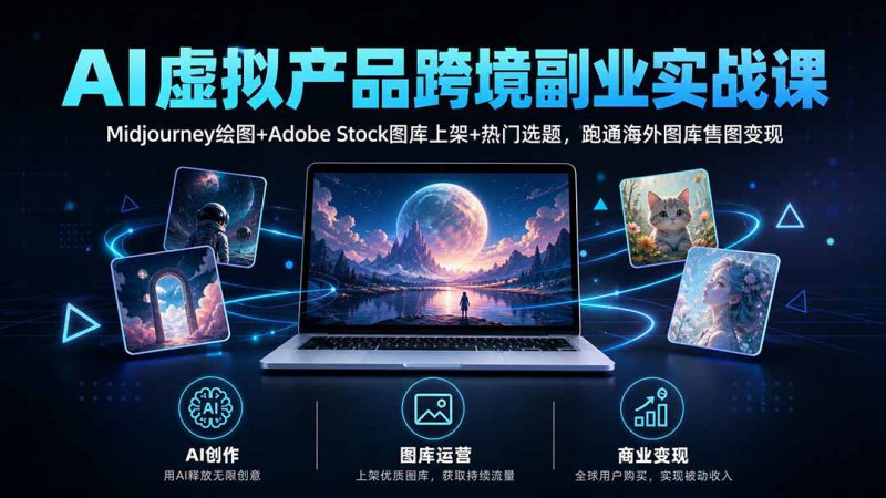 (20514期)AI虚拟产品跨境副业实战课|Midjourney绘图+Adobe Stock图库上架+热门选题,跑通海外图库售图变现_生财有道创业项目网-生财有道
