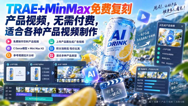 （20362期）TRAE+MinMax免费复刻产品视频，无需付费，适合各种产品视频制作_生财有道创业项目网-生财有道