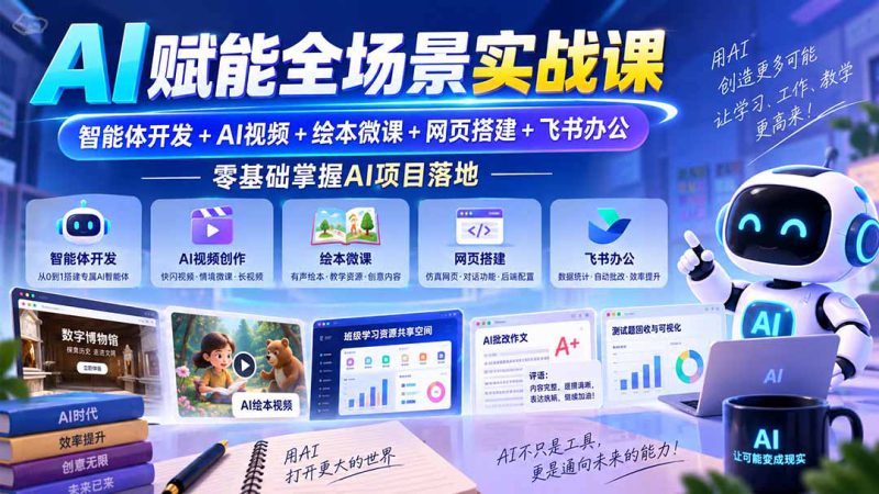 (20517期)AI赋能全场景实战课|智能体开发+AI视频+绘本微课+网页搭建+飞书办公,零基础掌握AI项目落地_生财有道创业项目网-生财有道