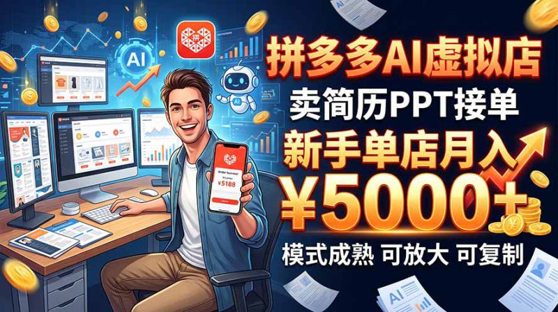 （20694期）开一家拼多多虚拟店，用AI卖简历PPT，单店月入1w+，可放大_生财有道创业项目网-生财有道