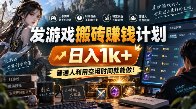 (20498期)游戏搬砖賺钱计划 ,日入千元,可批量矩阵操作适合新手小白!_生财有道创业项目网-生财有道