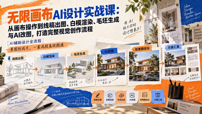 (20612期)【无水印】无限画布AI设计实战课-更新:从画布操作到线稿出图、白模渲染、毛坯生成与AI改图,打造完整视觉创作流程_生财有道创业项目网-生财有道