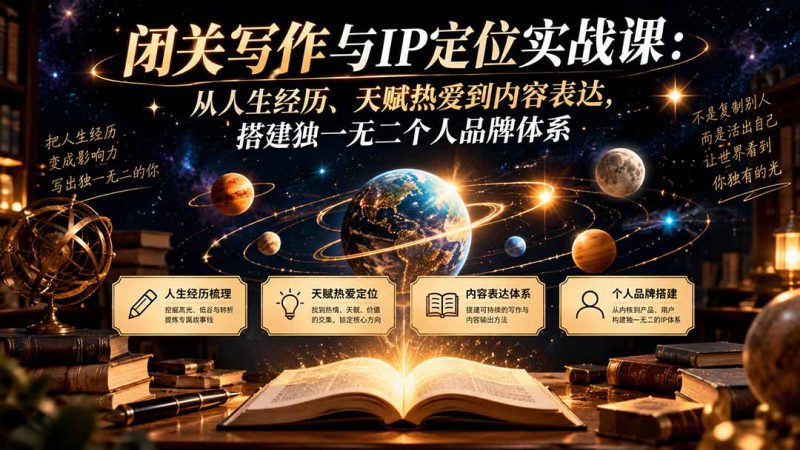 （20634期）闭关写作与IP定位实战课：从人生经历、天赋热爱到内容表达，搭建独一无二个人品牌体系_生财有道创业项目网-生财有道