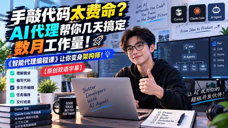 （20286期）手敲代码太费命？AI 代理帮你几天搞定数月工作量！《智能代理编程课》让你变身架构师_生财有道创业项目网-生财有道