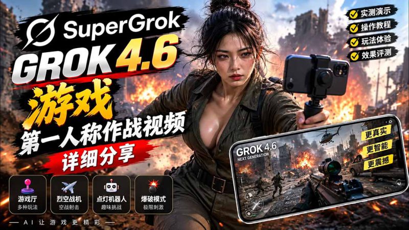 (20502期)Grok 4.6 也能做游戏?第一人称作战视频实测|玩法详细讲解_生财有道创业项目网-生财有道