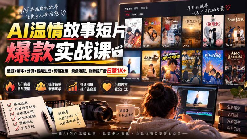（20477期）AI温情故事短片爆款实战课-更新｜选题+剧本+分镜+视频生成+剪辑发布，条条爆款，涨粉接广告日赚1K+_生财有道创业项目网-生财有道