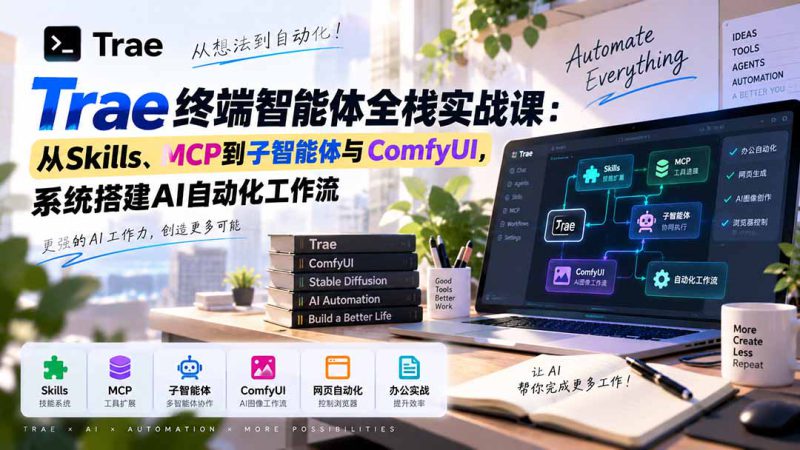 （20390期）Trae终端智能体全栈实战课：从Skills、MCP到子智能体与ComfyUI，系统搭建AI自动化工作流_生财有道创业项目网-生财有道
