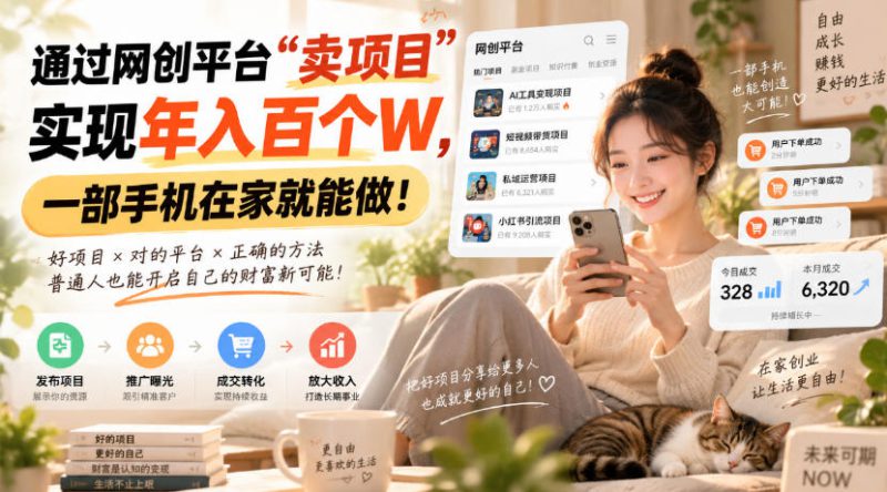 (20445期)通过网创平台“卖项目”实现年入百万,一部手机在家就能做!_生财有道创业项目网-生财有道