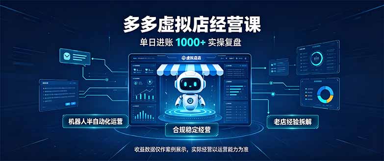 (20616期)单日进账1000+的多多虚拟店,合规稳定的老牌项目,机器人半自动化运营_生财有道创业项目网-生财有道