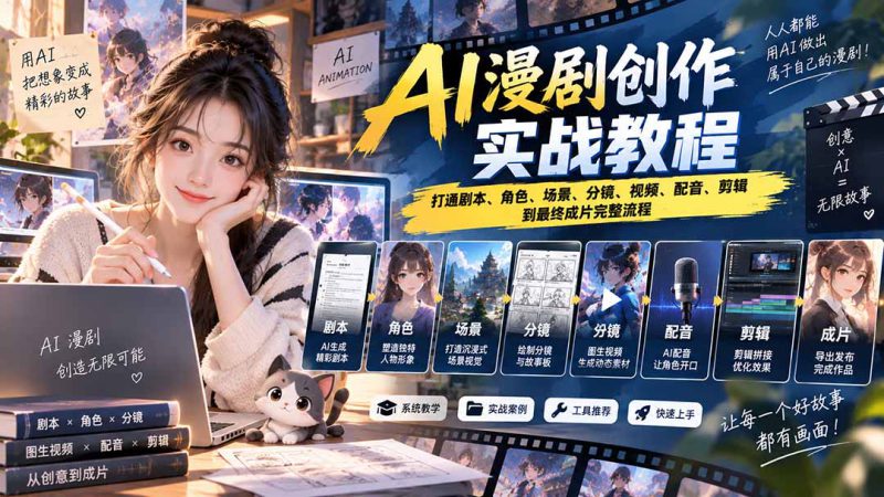 （20597期）2026 AI漫剧创作实战教程：打通剧本、角色、场景、分镜、视频、配音、剪辑到最终成片完整流程_生财有道创业项目网-生财有道