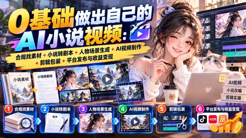 （20741期）0基础做出自己的AI小说视频：合规找素材+小说转剧本+人物场景生成+AI视频制作+剪辑包装+平台发布与收益变现_生财有道创业项目网-生财有道