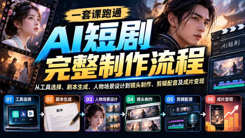 （20742期）一套课跑通AI短剧完整制作流程：从工具选择、剧本生成、人物场景设计到镜头制作、剪辑配音及成片变现_生财有道创业项目网-生财有道