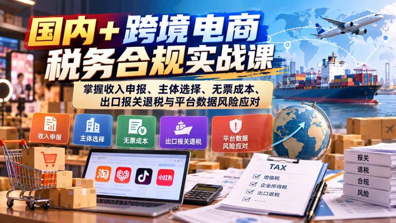 （20686期）国内+跨境电商税务合规实战课：掌握收入申报、主体选择、无票成本、出口报关退税与平台数据风险应对_生财有道创业项目网-生财有道