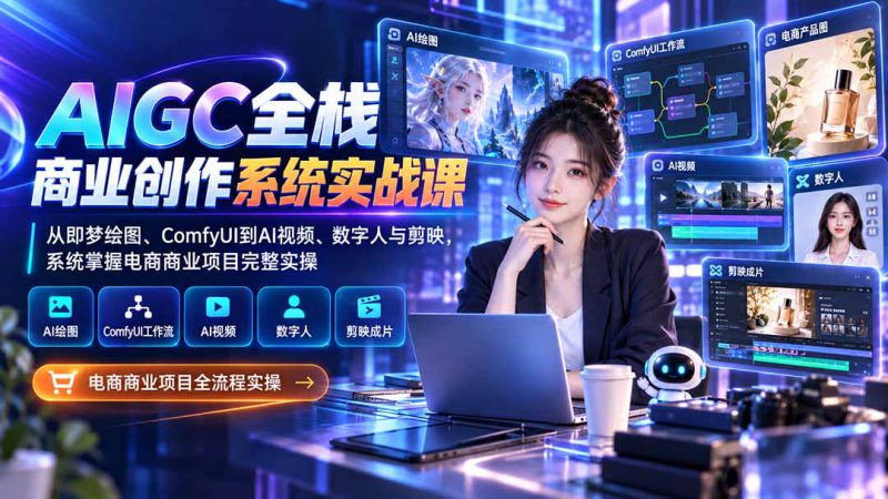 （20342期）AIGC全栈商业创作系统实战课：从即梦绘图、ComfyUI到AI视频、数字人与剪映，系统掌握电商商业项目完整实操_生财有道创业项目网-生财有道