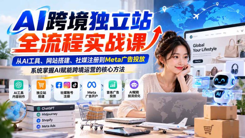 （21056期）AI跨境独立站全流程实战课：从AI工具、网站搭建、社媒注册到Meta广告投放，系统掌握AI赋能跨境运营的核心方法_生财有道创业项目网-生财有道