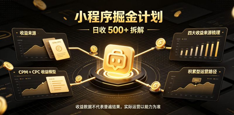 小程序推广计划,日收500+,腾讯官方打款,客户留存率高,收益长期稳定【揭秘】——生财有道创业项目网-生财有道