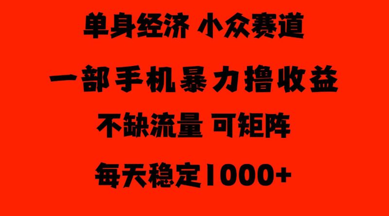 26年暴力单身经济，稳定日入500-1k，不缺流量，流量极大，冷门小众赛道，门槛低小白轻松上手【揭秘】——生财有道创业项目网-生财有道