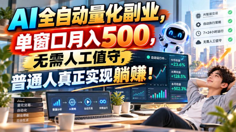 AI全自动量化副业，单窗口月入500，无需人工值守，普通人真正实现躺賺！【揭秘】——生财有道创业项目网-生财有道