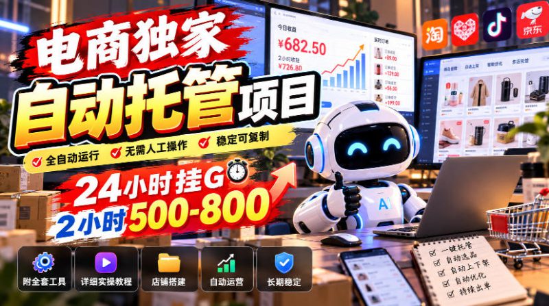 电商独家自动托管项目，24小时挂G，2小时500-800，附全套工具【揭秘】——生财有道创业项目网-生财有道