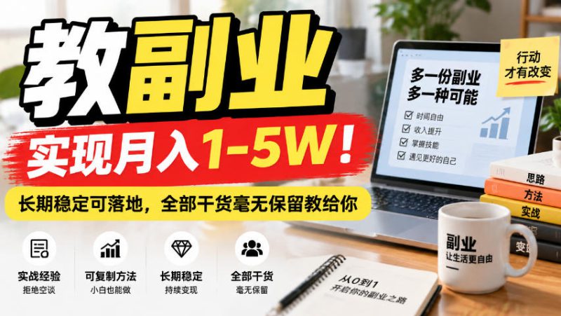 “教副业”实现月入1-5W！长期稳定可落地，全部干货毫无保留教给你【揭秘】——生财有道创业项目网-生财有道