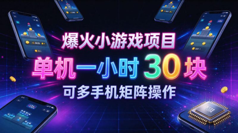 爆火小游戏撸金项目，实测单机一小时30+，可多手机矩阵操作，新手看完一遍就能上手【揭秘】——生财有道创业项目网-生财有道