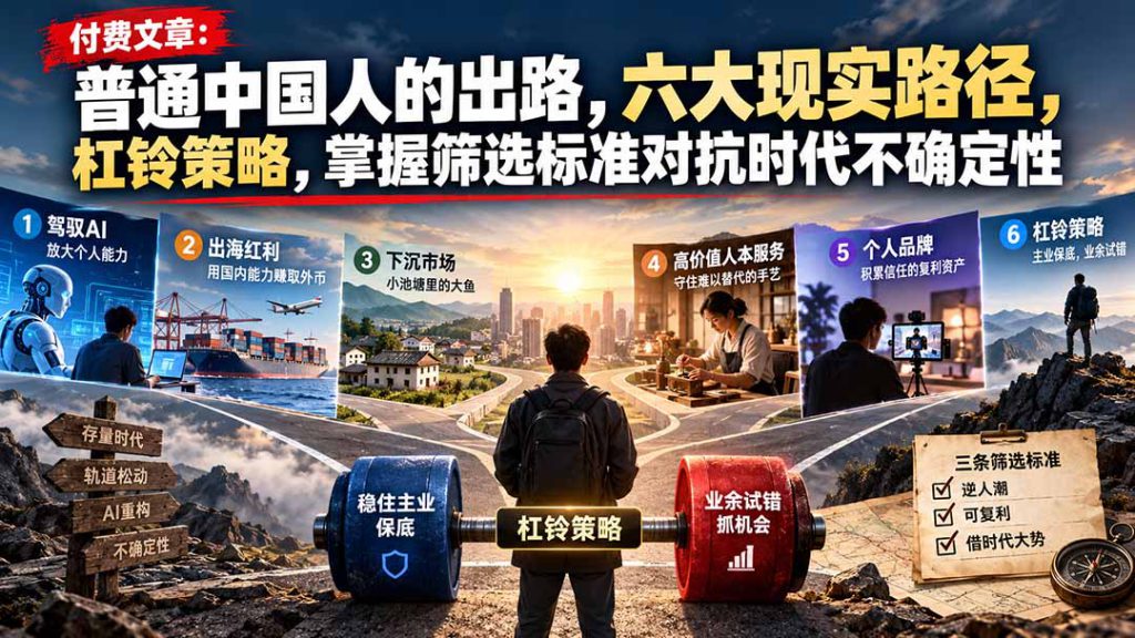 （21058期）付费文章：普通中国人的出路，六大现实路径，杠铃策略，掌握筛选标准对抗时代不确定性_生财有道创业项目网-生财有道
