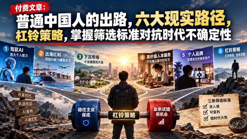 （21058期）付费文章：普通中国人的出路，六大现实路径，杠铃策略，掌握筛选标准对抗时代不确定性_生财有道创业项目网-生财有道