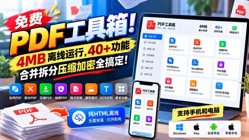 （21197期）免费PDF工具箱！4MB离线运行，40+功能，合并拆分压缩加密全搞定！_生财有道创业项目网-生财有道