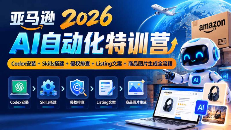 （20746期）亚马逊2026AI自动化-10月特训营：Codex安装+Skills搭建+侵权排查+Listing文案+商品图片生成全流程_生财有道创业项目网-生财有道