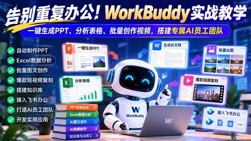 （21152期）告别重复办公！WorkBuddy实战教学：一键生成PPT、分析表格、批量创作视频，搭建专属AI员工团队_生财有道创业项目网-生财有道