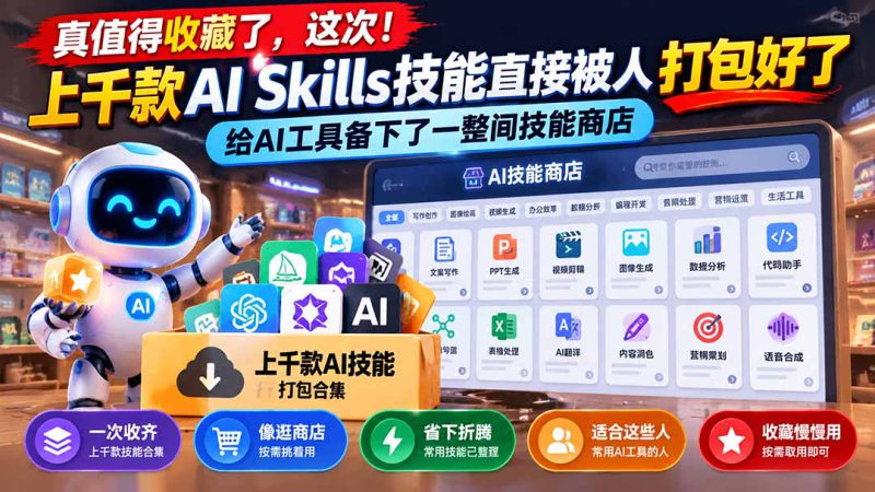 (21096期)真值得收藏了,这次!上千款AI Skills技能直接被人打包好了,给AI工具备下了一整间技能商店_生财有道创业项目网-生财有道