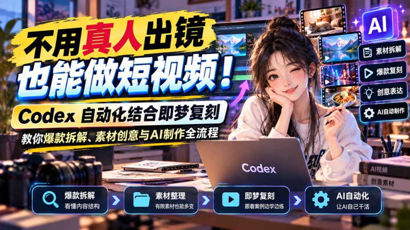 （20988期）不用真人出镜也能做短视频！Codex自动化结合即梦复刻，教你爆款拆解、素材创意与AI制作全流程_生财有道创业项目网-生财有道