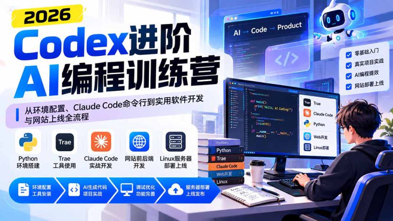 （20855期）Codex进阶AI编程训练营：从环境配置、Claude Code命令行到实用软件开发与网站上线全流程_生财有道创业项目网-生财有道
