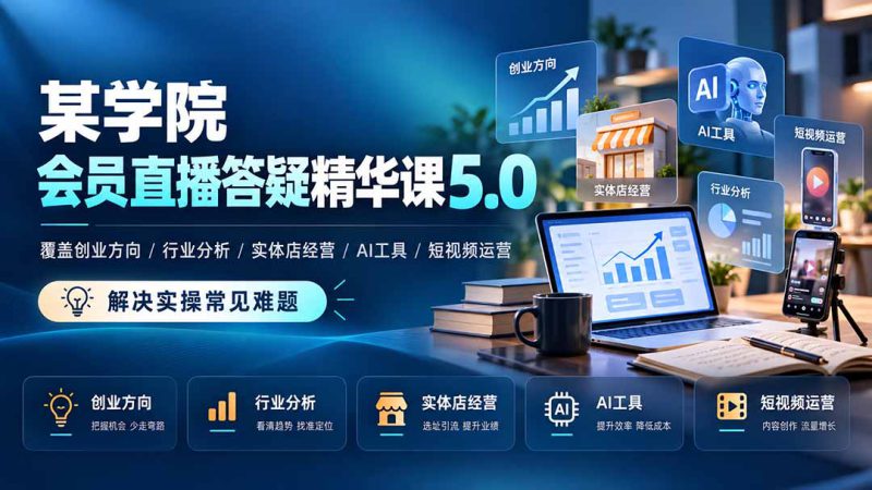 (21097期)某学院会员直播答疑精华课5.0:覆盖创业方向、行业分析、实体店经营、AI工具和短视频运营,解决实操常见难题!_生财有道创业项目网-生财有道