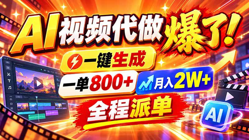(21114期)2026年底新赛道,AI视频代做一单800+,小白可做,告别打工_生财有道创业项目网-生财有道