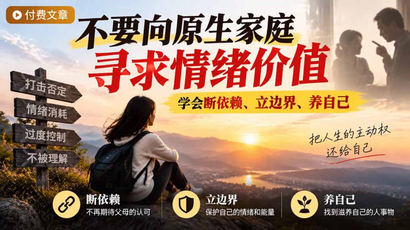 （21132期）付费文章：不要向原生家庭寻求情绪价值，学会断依赖、立边界、养自己_生财有道创业项目网-生财有道