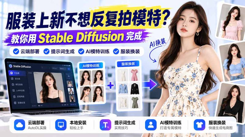 (21099期)服装上新不想反复拍模特?教你用Stable Diffusion完成云端部署、提示词生成、AI模特训练与换装_生财有道创业项目网-生财有道