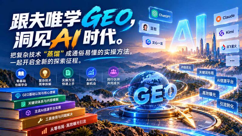 （21257期）跟夫唯学GEO-更新1030，洞见AI时代。把复杂技术 “蒸馏” 成通俗易懂的实操方法，一起开启全新的探索征程_生财有道创业项目网-生财有道