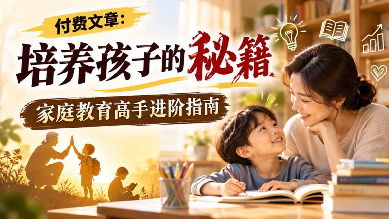 （20919期）付费文章：培养孩子的秘籍，家庭教育高手进阶指南_生财有道创业项目网-生财有道