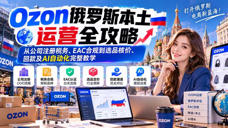 （20851期）Ozon俄罗斯本土运营全攻略：从公司注册税务、EAC合规到选品核价、回款及AI自动化完整教学_生财有道创业项目网-生财有道