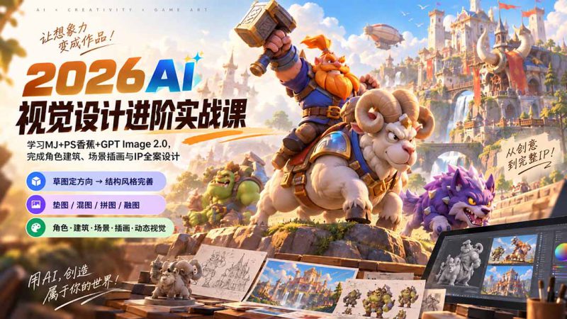 （20852期）2026AI视觉设计进阶实战课-更新1007：学习MJ+PS香蕉+GPT Image 2.0，完成角色建筑、场景插画与IP全案设计_生财有道创业项目网-生财有道