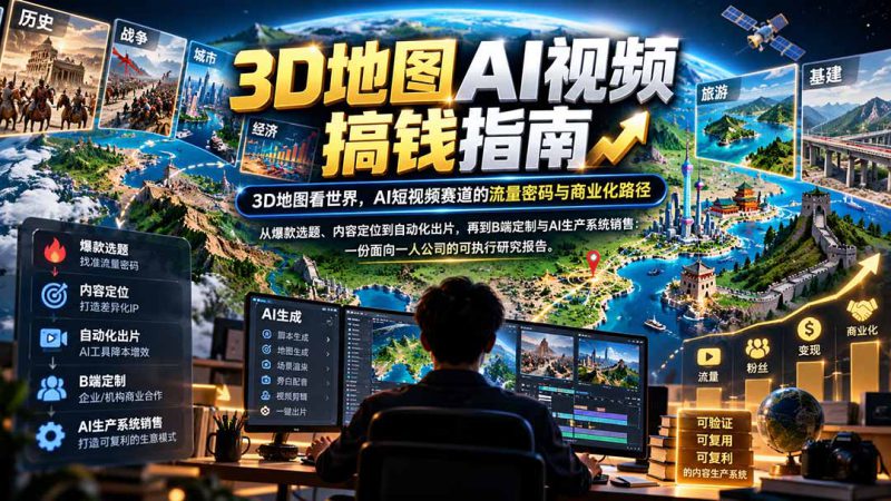 （21181期）3D地图AI视频搞钱指南，3D地图看世界，AI短视频赛道的流量密码与商业化路径【文档】_生财有道创业项目网-生财有道