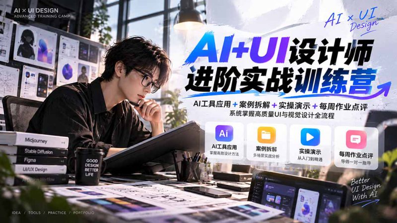 （20905期）【无水印】AI+UI设计师进阶训练营-第4期：AI工具应用+案例拆解+实操演示+作业点评，掌握高质量UI与视觉设计全流程_生财有道创业项目网-生财有道