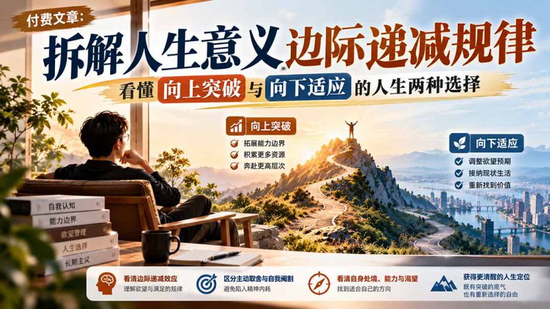 （21233期）付费文章：拆解人生意义边际递减规律，看懂向上突破与向下适应的人生两种选择_生财有道创业项目网-生财有道