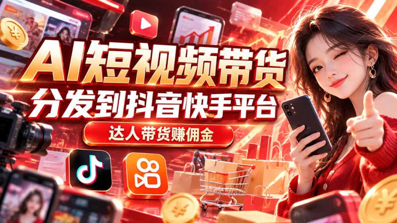 （20754期）【AI短视频带货】分发到抖音快手平台，达人带货赚佣金_生财有道创业项目网-生财有道