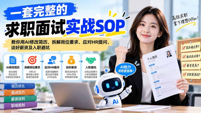 （21259期）一套完整的求职面试实战SOP：教你用AI修改简历、拆解岗位要求、应对HR提问、谈好薪资及入职避坑_生财有道创业项目网-生财有道